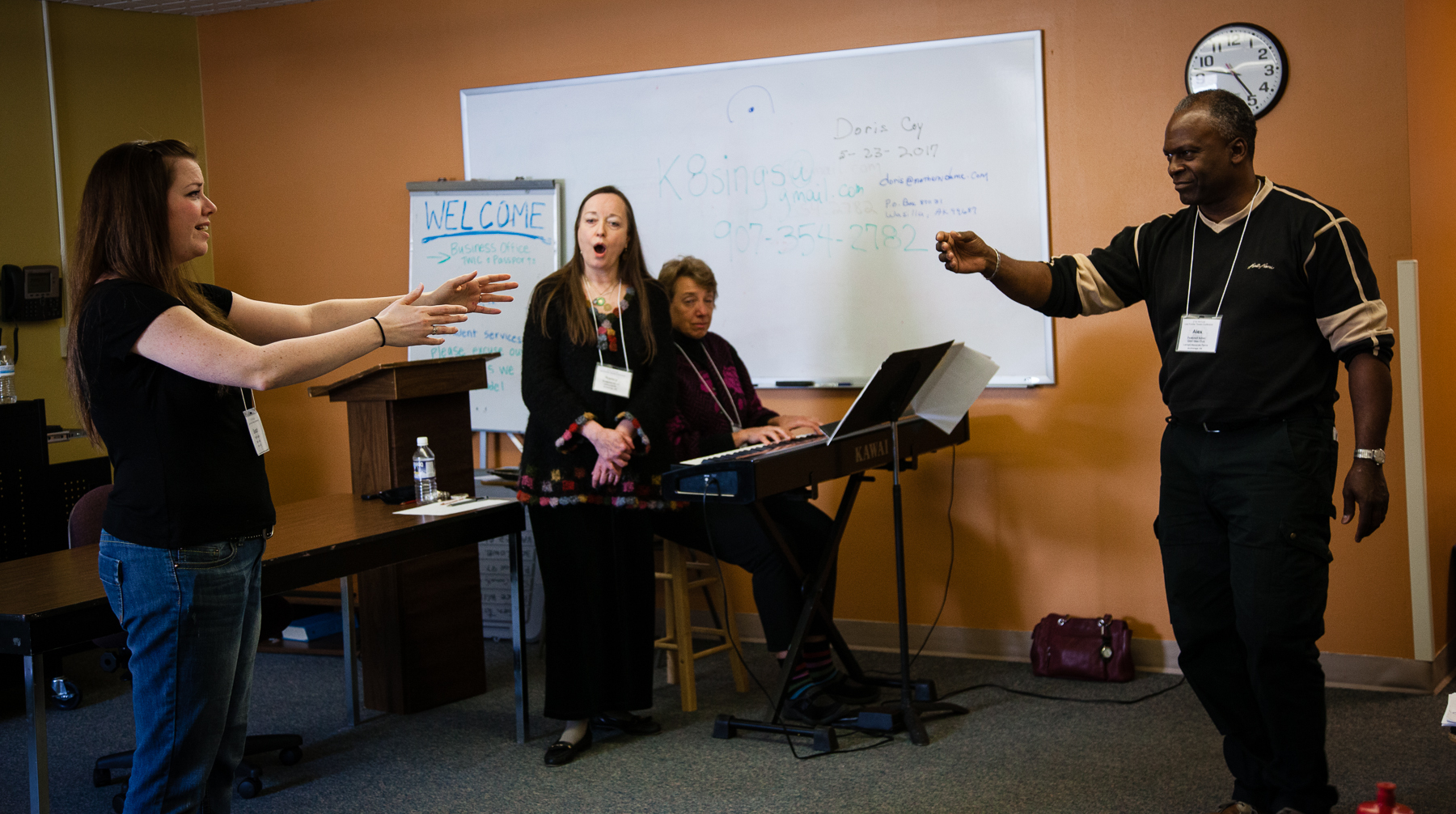 Sarah Tapp works with Nancy Caudill and Kim Estes